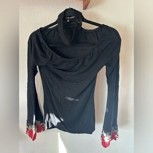 Long sleeve blouse with rose details